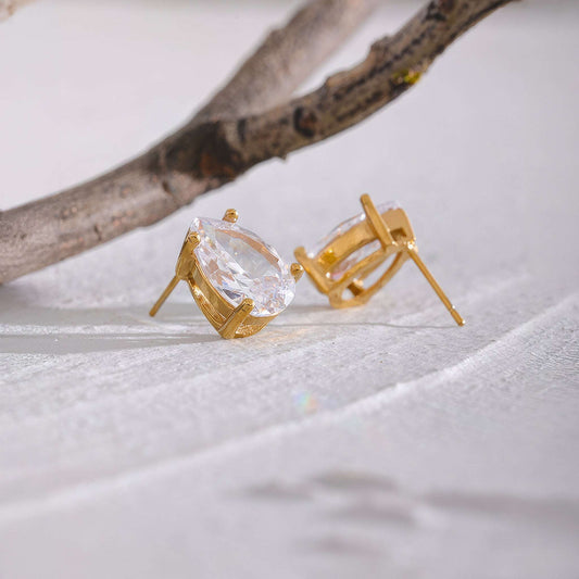 Crystalline Teardrop Studs - Ohh Glam