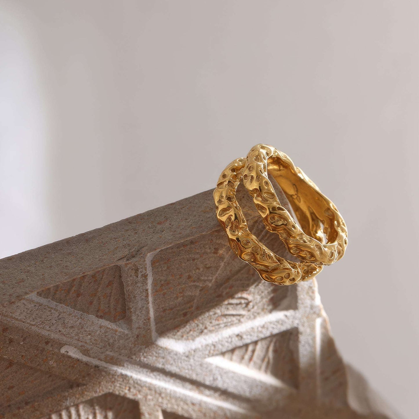 Textured Dome Ring - Gold - Additional View - Ohh Glam