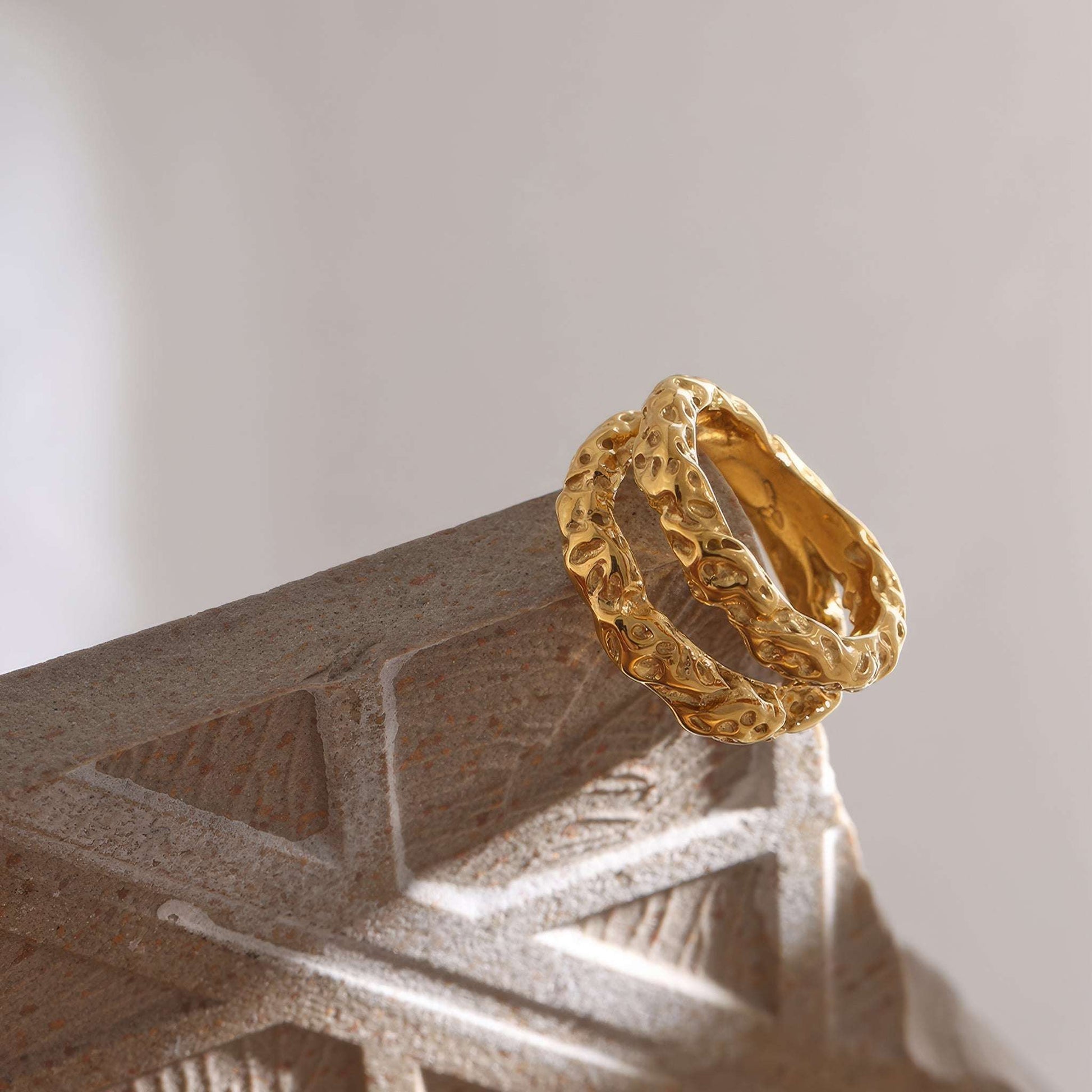 Textured Dome Ring - Gold - Additional View - Ohh Glam
