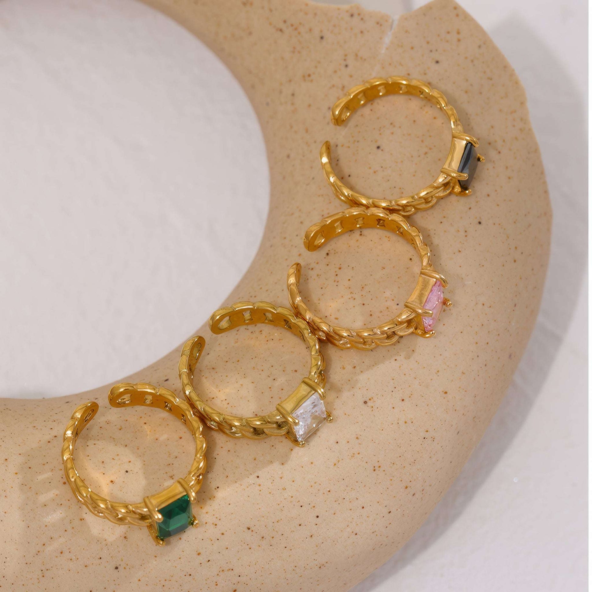 Crystal Chain Ring - Gold - Detail View - Ohh Glam