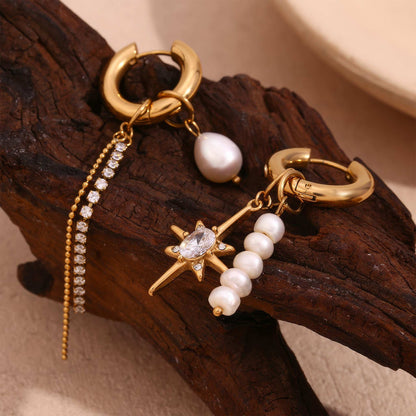 Luxe Pearl & Crystal Drop Earrings - Gold - Additional View - Ohh Glam