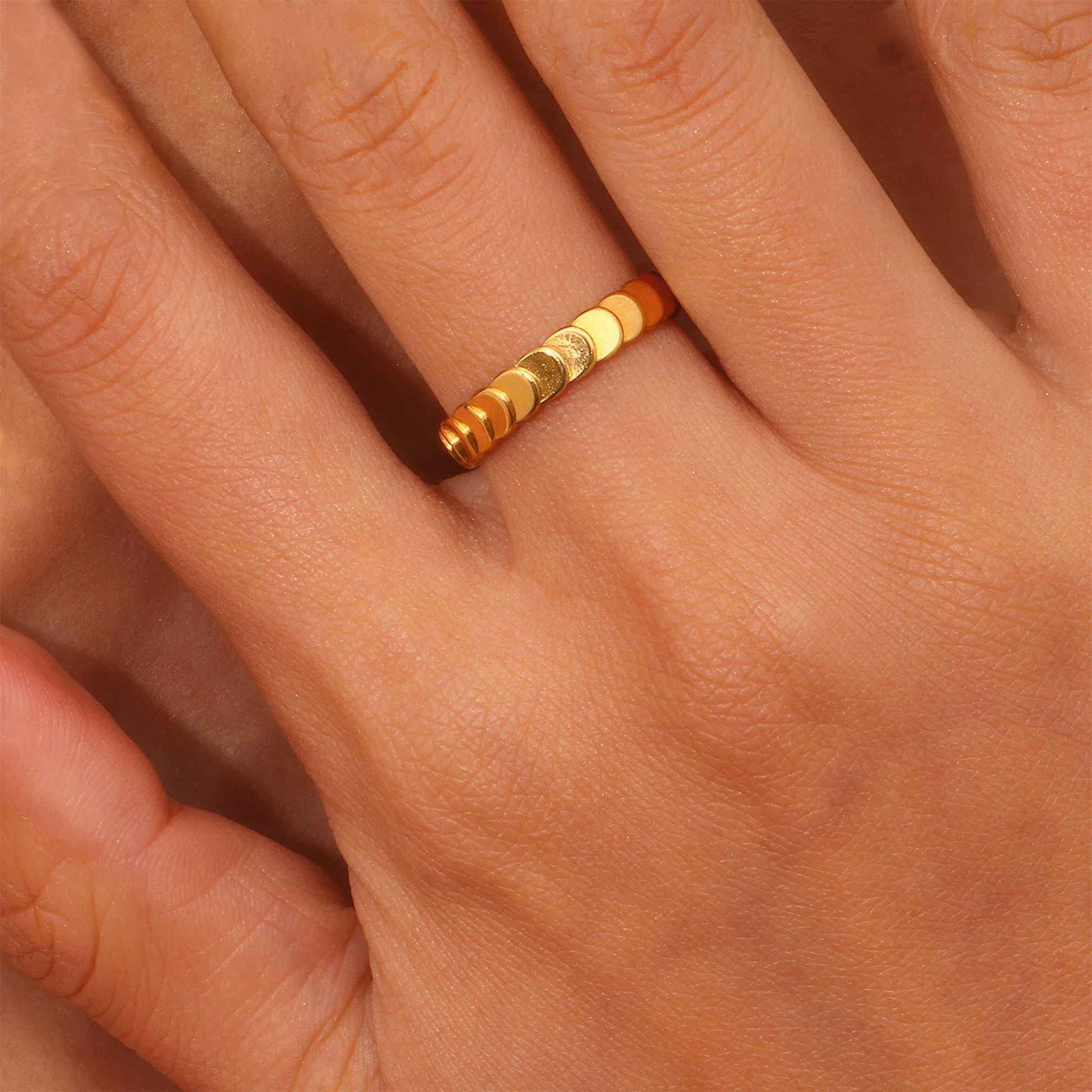 Fish Scale Band Ring - Gold - Detail View - Ohh Glam