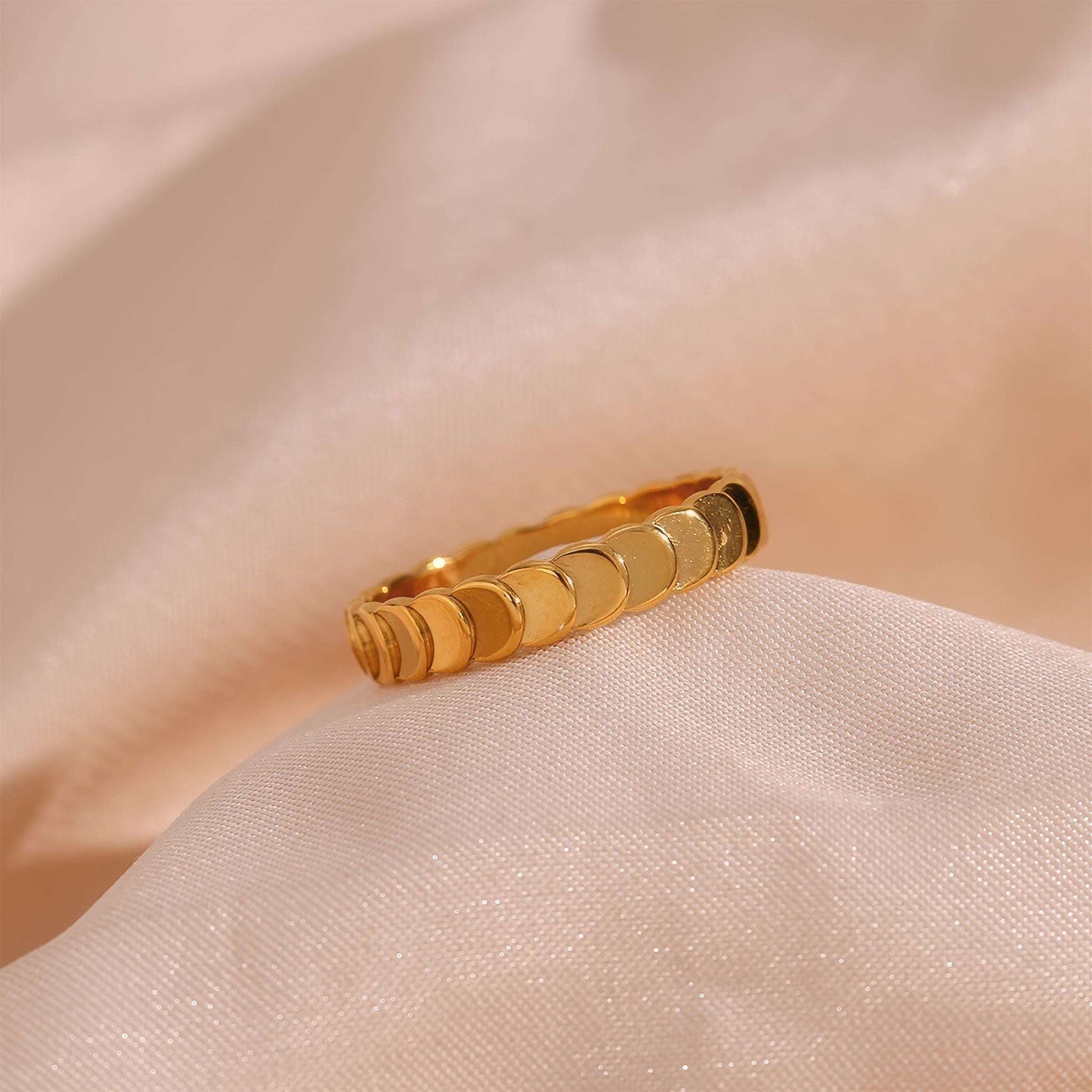 Fish Scale Band Ring - Gold - Back View - Ohh Glam