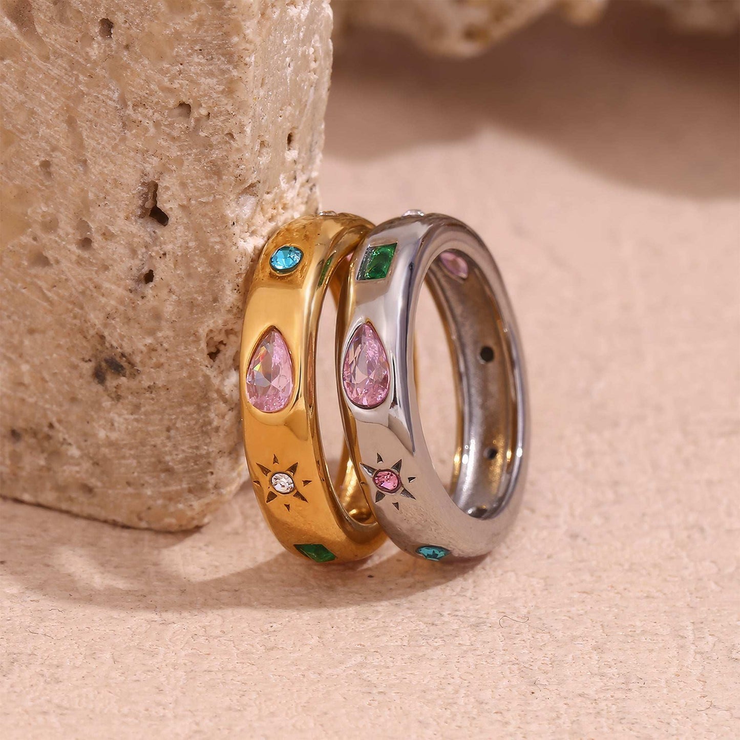 Celestial Multi-Gem Ring - Gold - Additional View - Ohh Glam