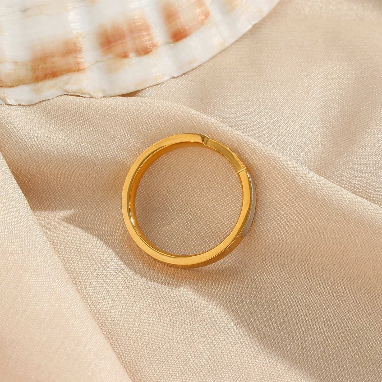 Mother of Pearl Zircon Ring - Gold - Additional View - Ohh Glam