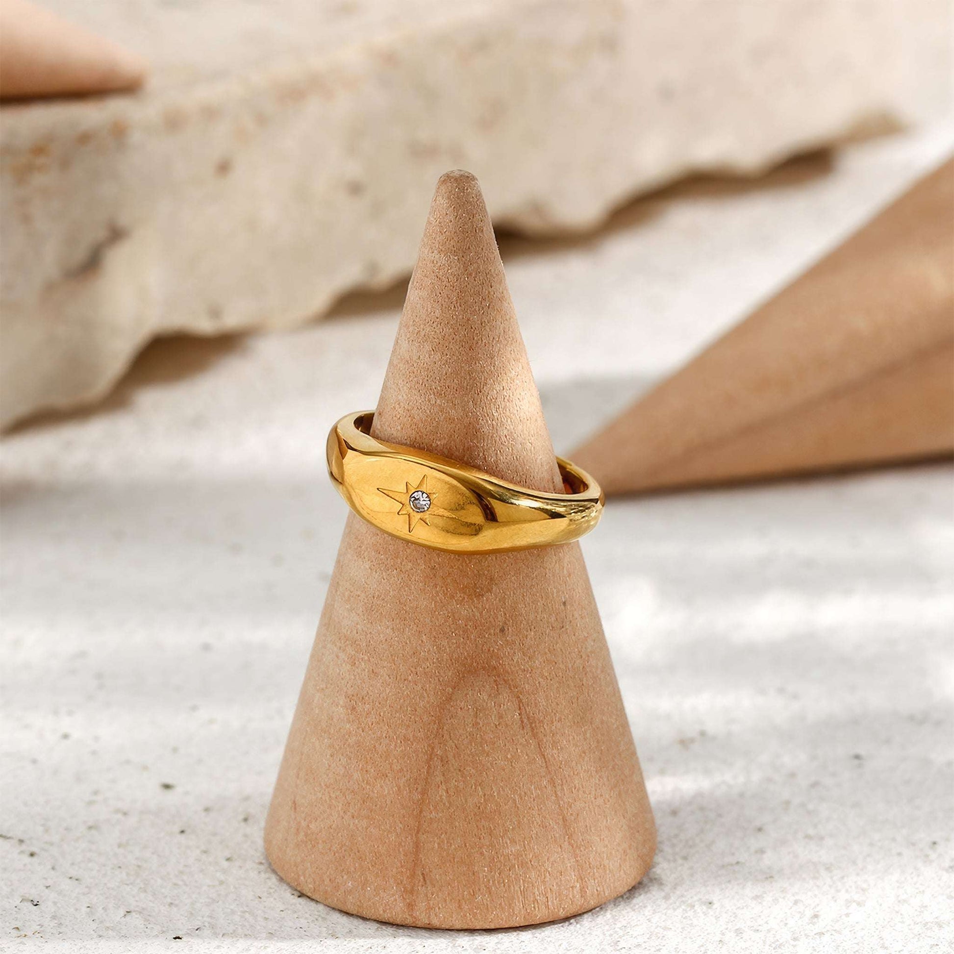 Oval Star Zircon Ring - Gold - Additional View - Ohh Glam