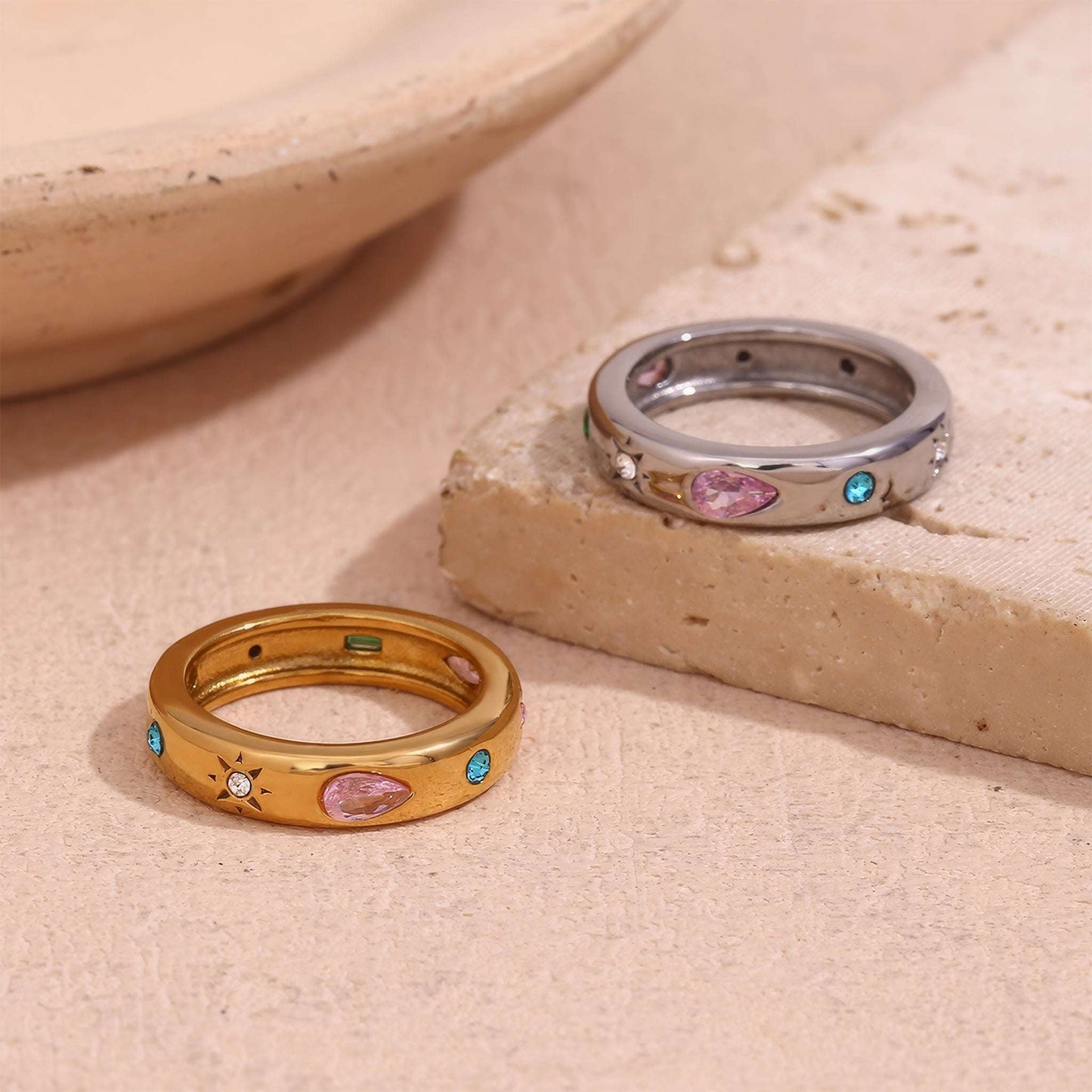 Celestial Multi-Gem Ring - Gold - Back View - Ohh Glam