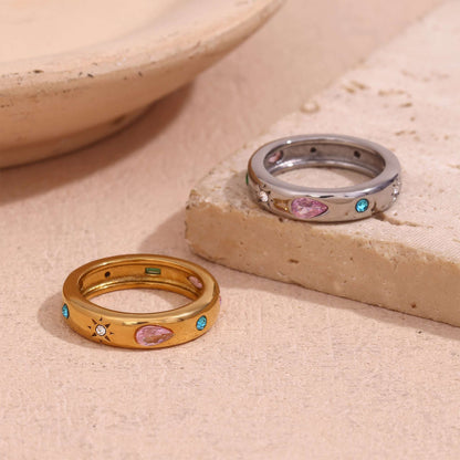 Celestial Multi-Gem Ring - Gold - Back View - Ohh Glam