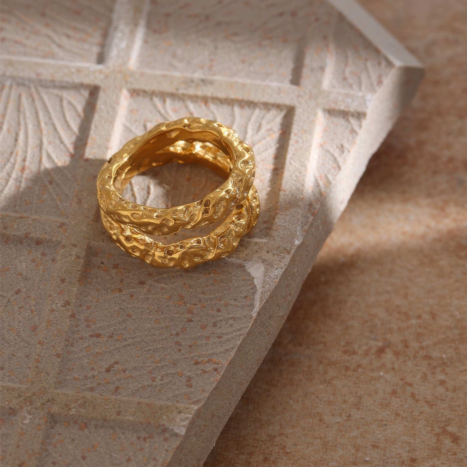 Textured Dome Ring - Gold - Additional View - Ohh Glam