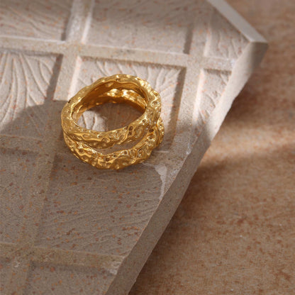 Textured Dome Ring - Gold - Additional View - Ohh Glam