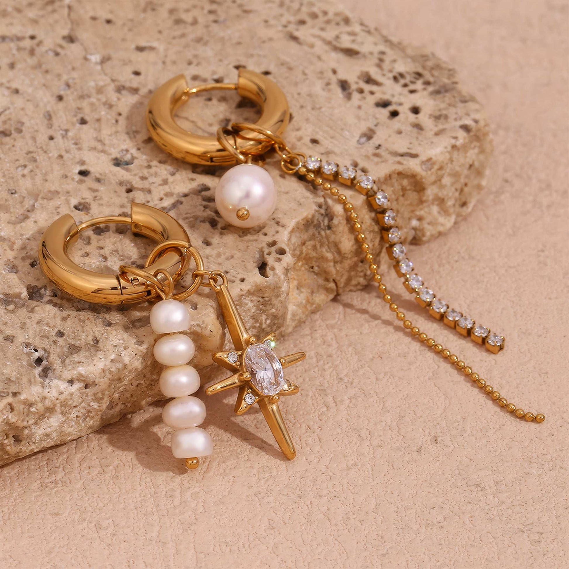 Luxe Pearl & Crystal Drop Earrings - Gold - Additional View - Ohh Glam