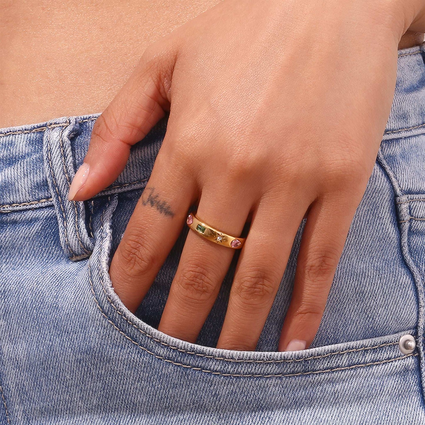 Celestial Multi-Gem Ring - Gold - Additional View - Ohh Glam