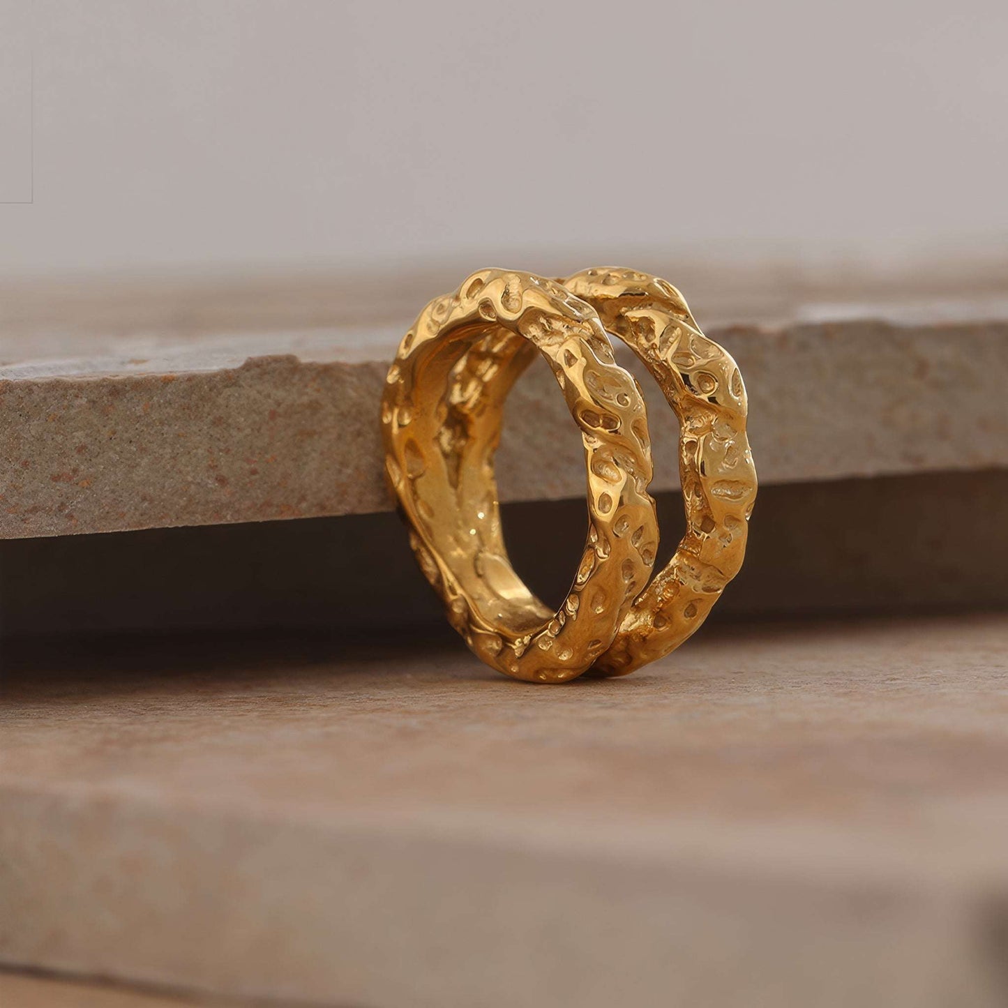 Textured Dome Ring - Gold - Back View - Ohh Glam