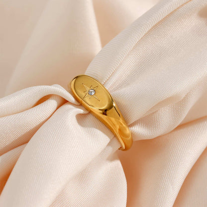 Oval Star Zircon Ring - Gold - Additional View - Ohh Glam