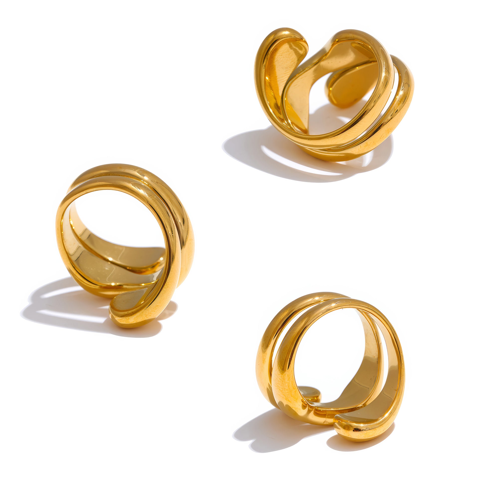 Fluid Waves Ring - Gold - Additional View - Ohh Glam