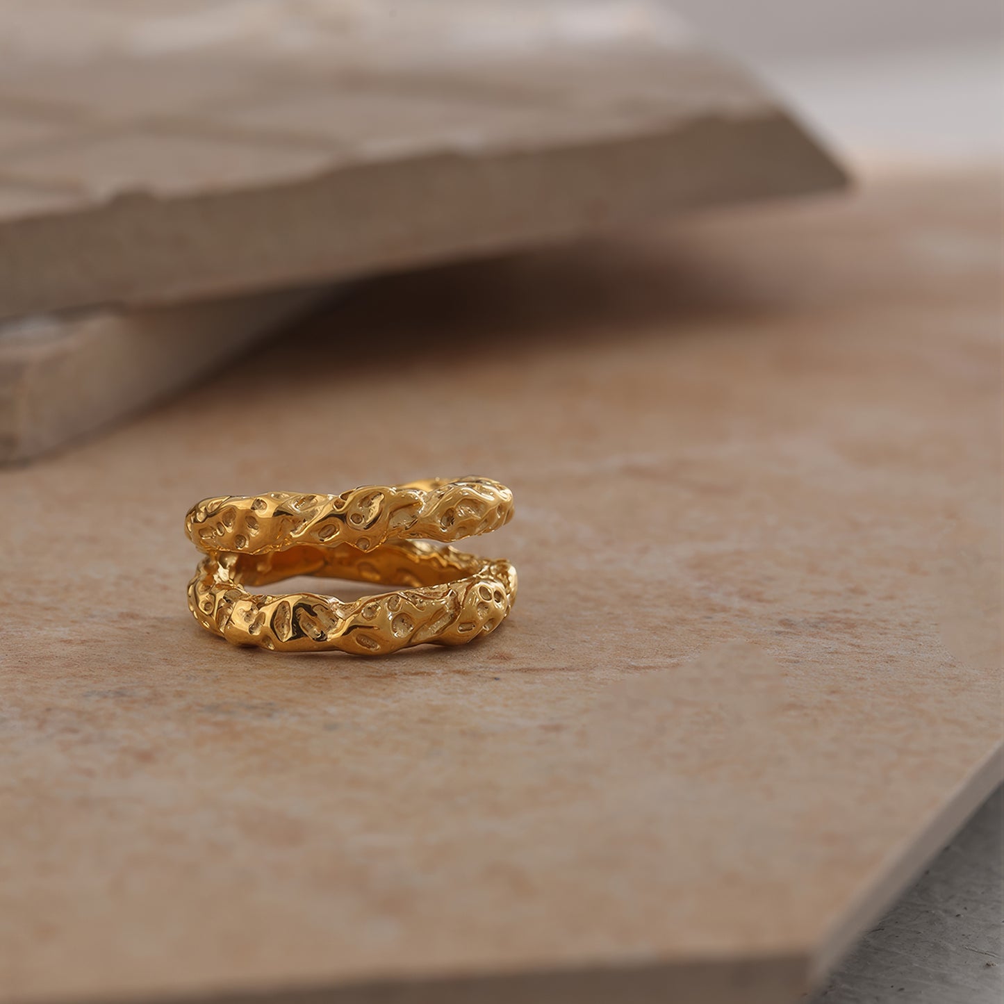 Textured Dome Ring - Gold - Additional View - Ohh Glam
