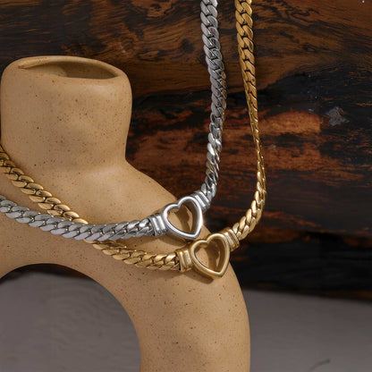 AMORE Heart Link Necklace - Gold - Back View - Ohh Glam