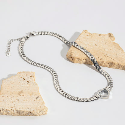 AMORE Heart Link Necklace - Gold - Additional View - Ohh Glam