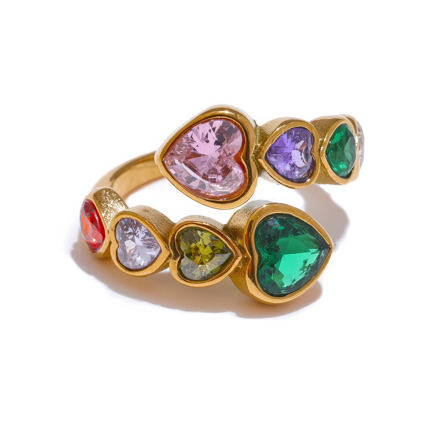 AMORE Hearts Open Ring - Gold - Additional View - Ohh Glam