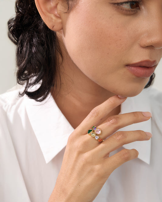 AMORE Hearts Open Ring - Ohh Glam