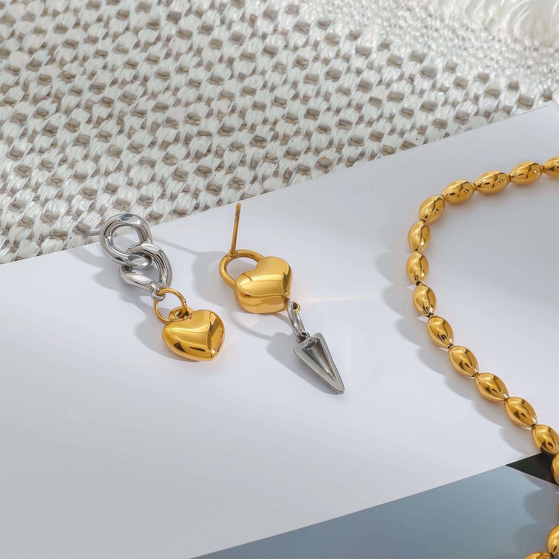 AMOUR Drop Heart Earrings - Gold - Additional View - Ohh Glam