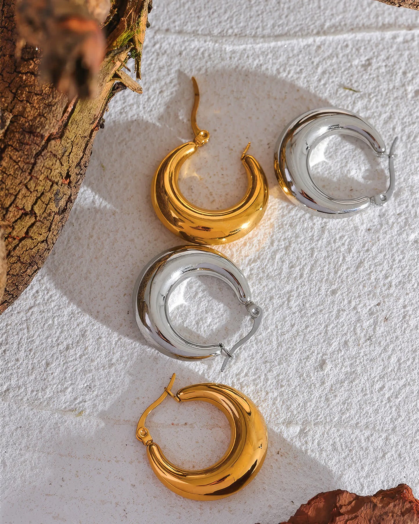 AURA Bold Hoop Earrings - Gold - Back View - Ohh Glam