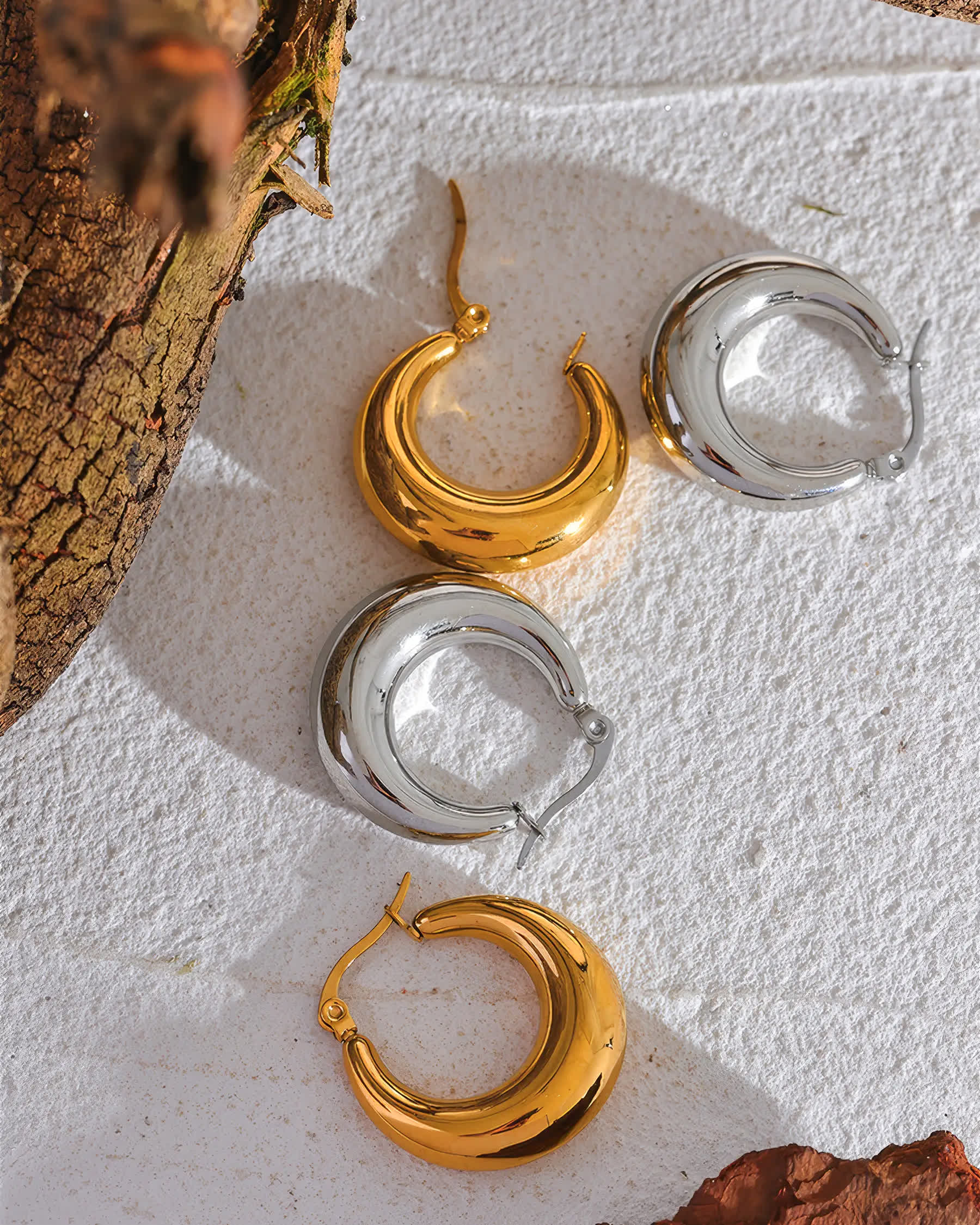 AURA Bold Hoop Earrings - Gold - Back View - Ohh Glam