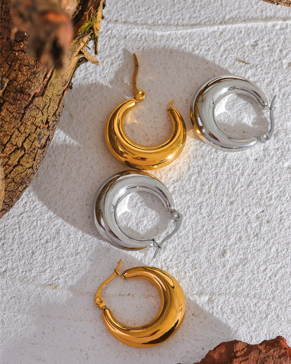 AURA Bold Hoop Earrings - Gold - Back View - Ohh Glam