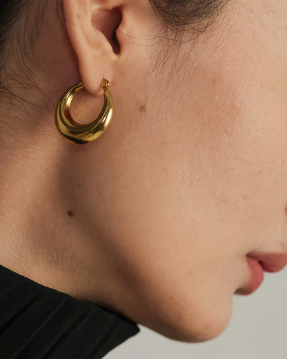 AURA Bold Hoop Earrings - Gold - Detail View - Ohh Glam
