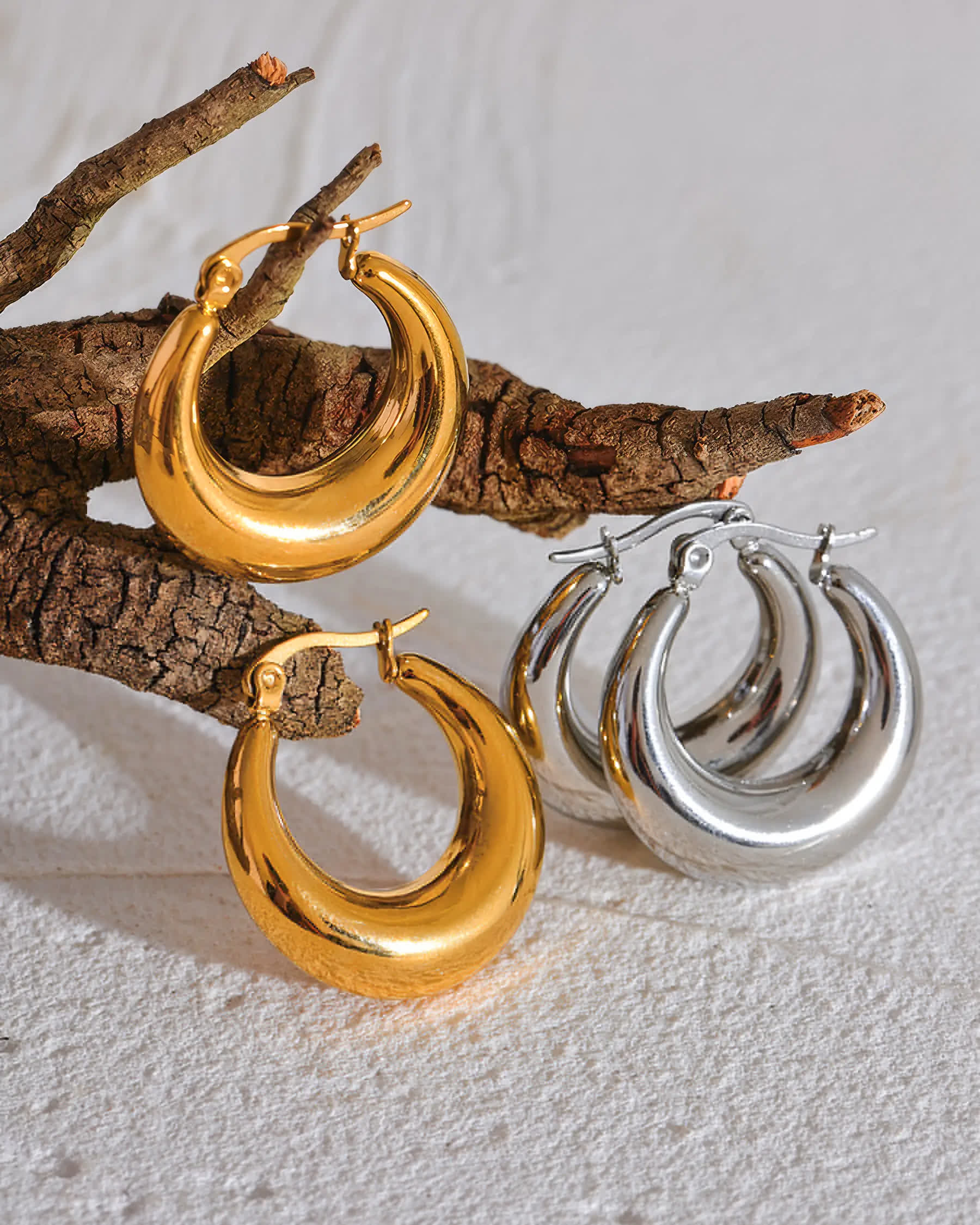 AURA Bold Hoop Earrings - Gold - Additional View - Ohh Glam
