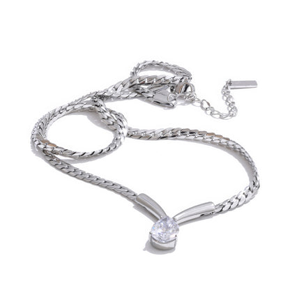 AURORA Crystal Drop Necklace - Gold - Additional View - Ohh Glam