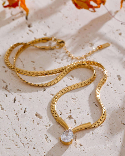 AURORA Crystal Drop Necklace - Gold - Additional View - Ohh Glam