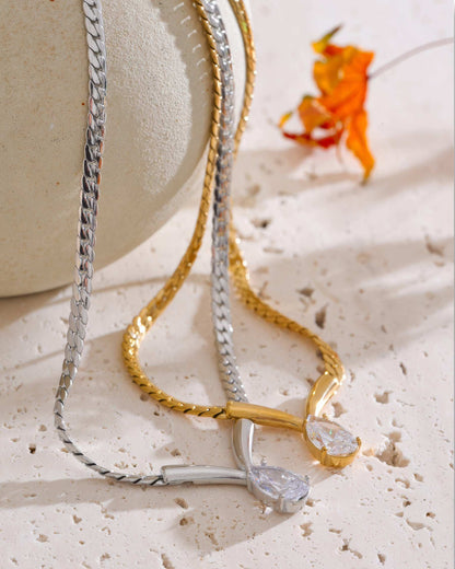 AURORA Crystal Drop Necklace - Gold - Additional View - Ohh Glam