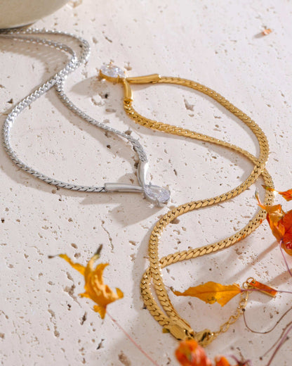 AURORA Crystal Drop Necklace - Gold - Additional View - Ohh Glam