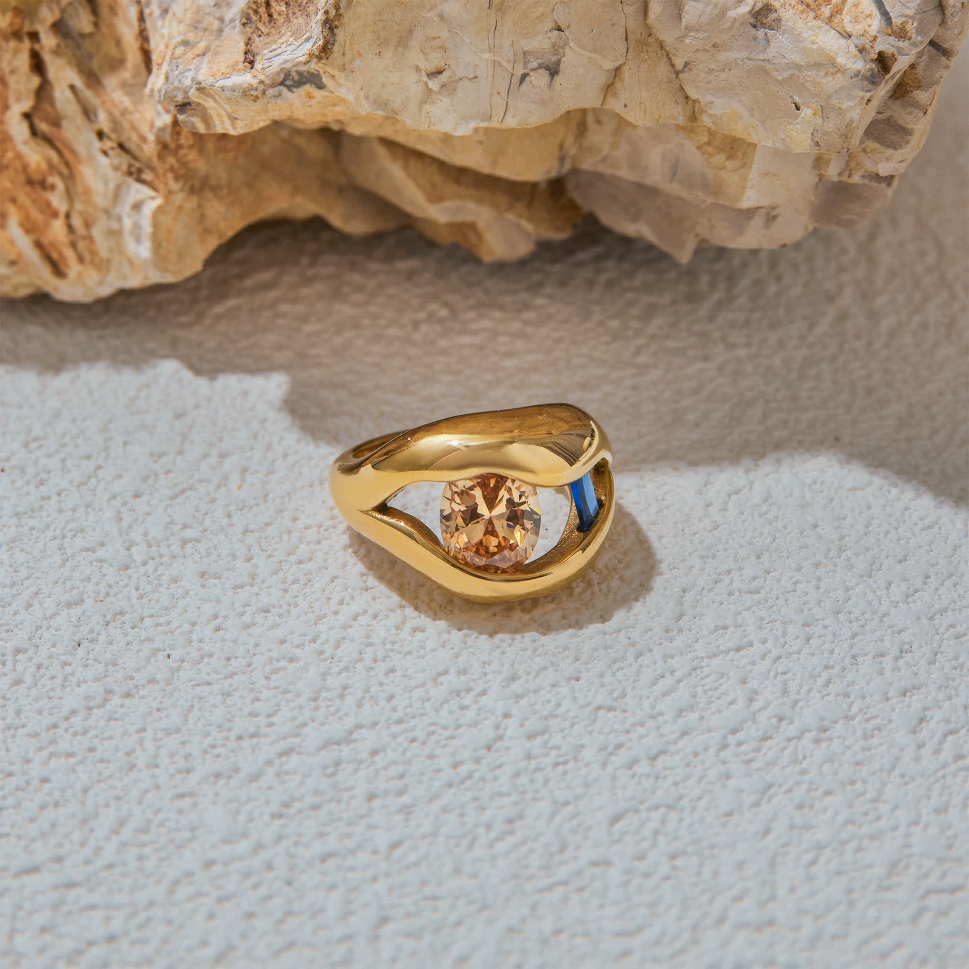 AURORA Crystal Ring - Gold - Back View - Ohh Glam