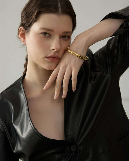 AURORA Tube Bangle - Gold - Additional View - Ohh Glam