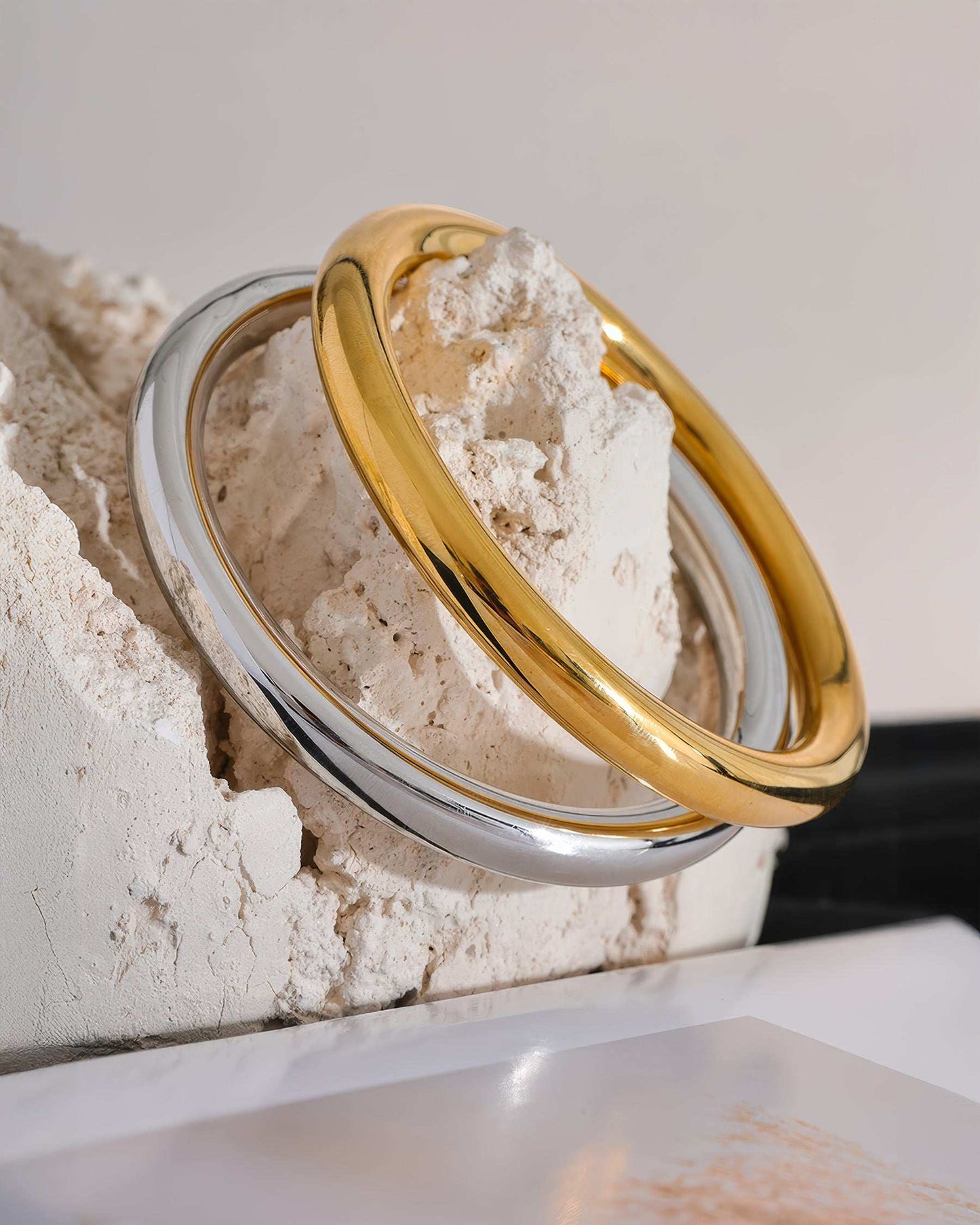AURORA Tube Bangle - Gold - Angled View - Ohh Glam