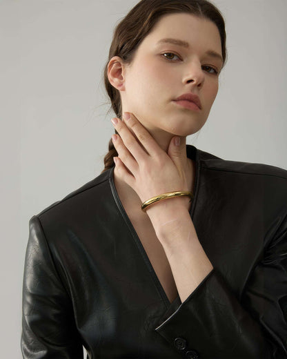 AURORA Tube Bangle - Gold - Additional View - Ohh Glam
