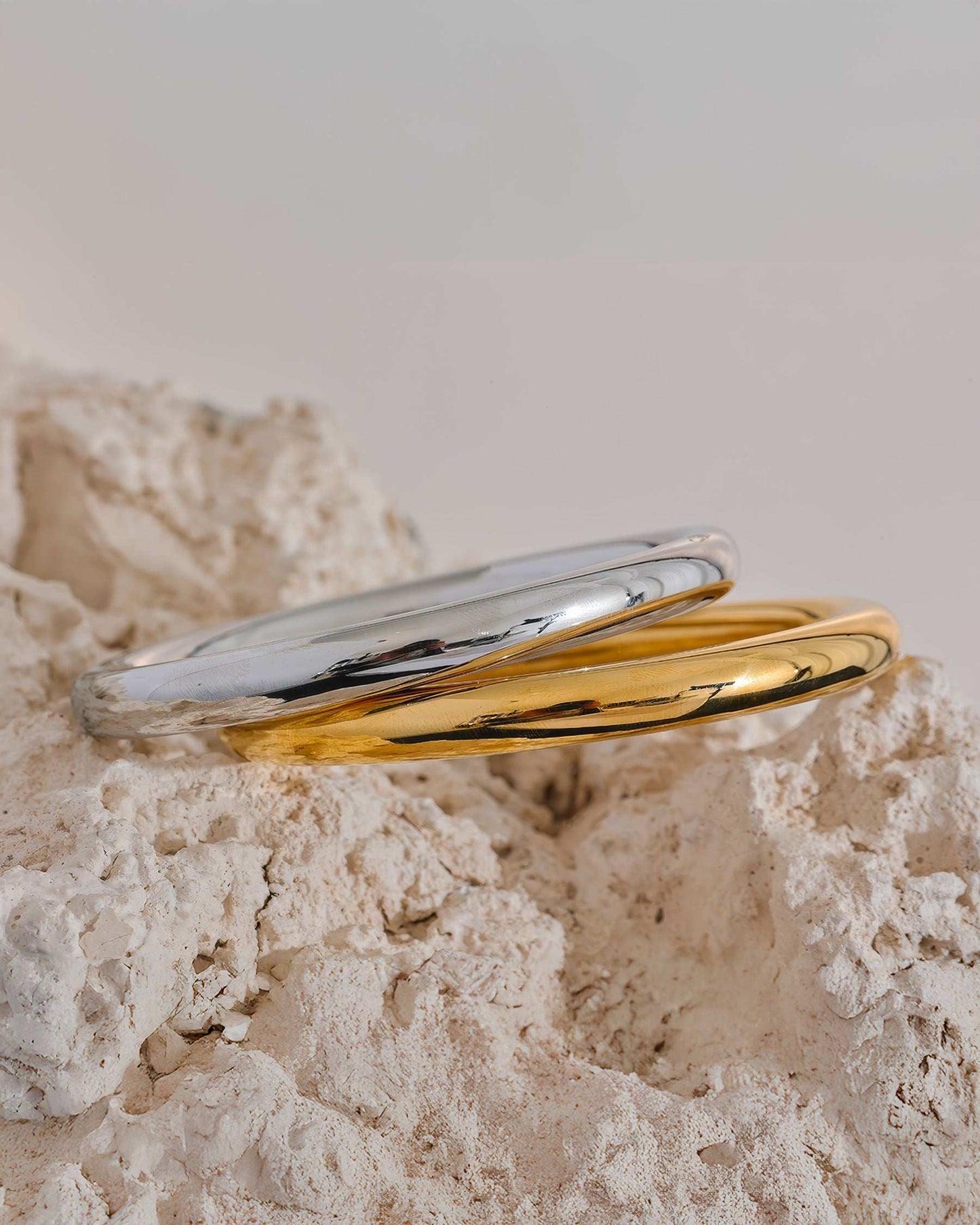 AURORA Tube Bangle - Gold - Angled View - Ohh Glam