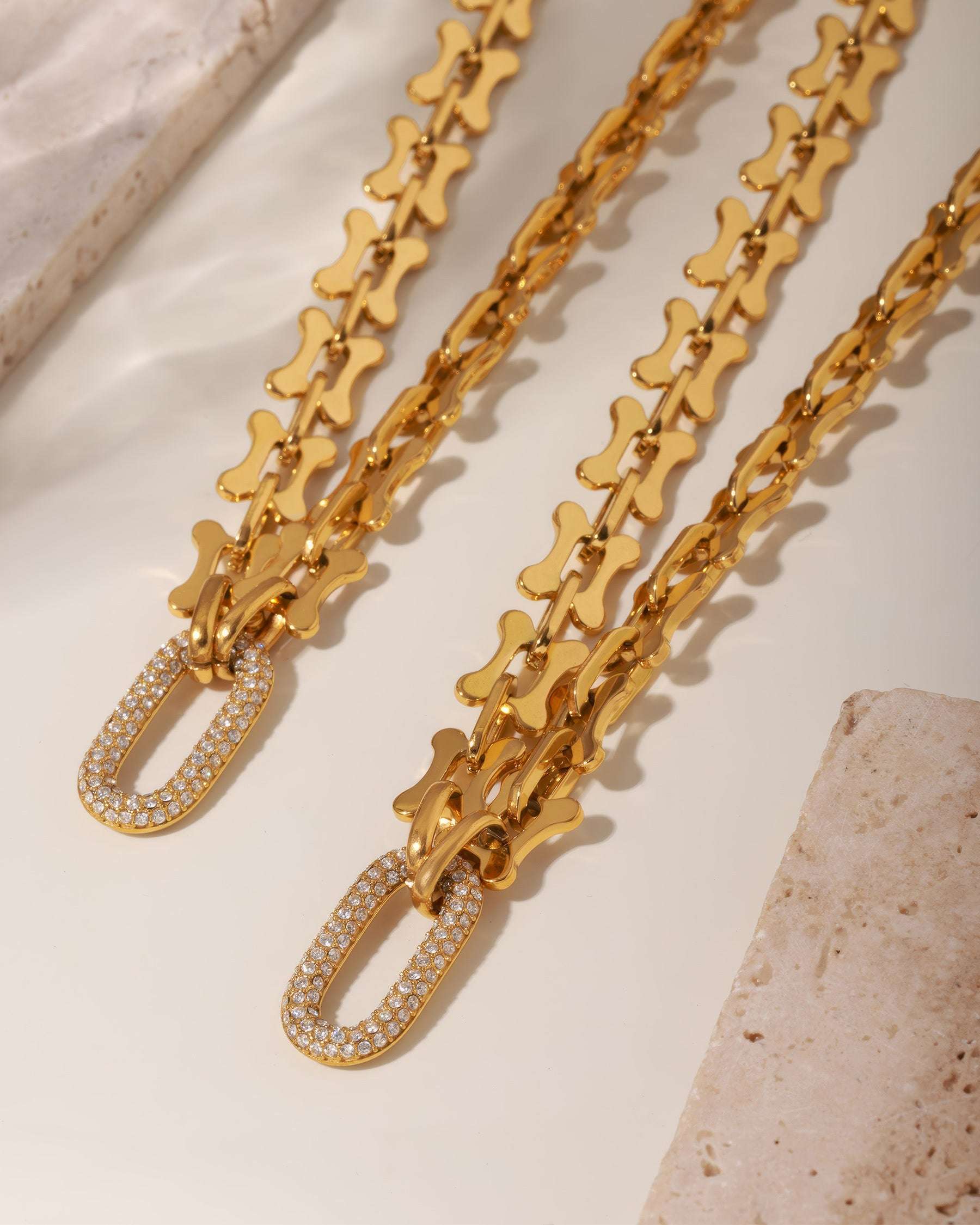 AVALON Crystal Link Necklace - Gold - Back View - Ohh Glam