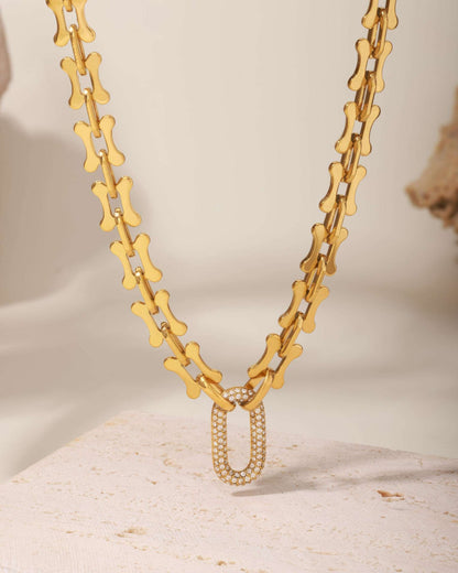 AVALON Crystal Link Necklace - Gold - Additional View - Ohh Glam