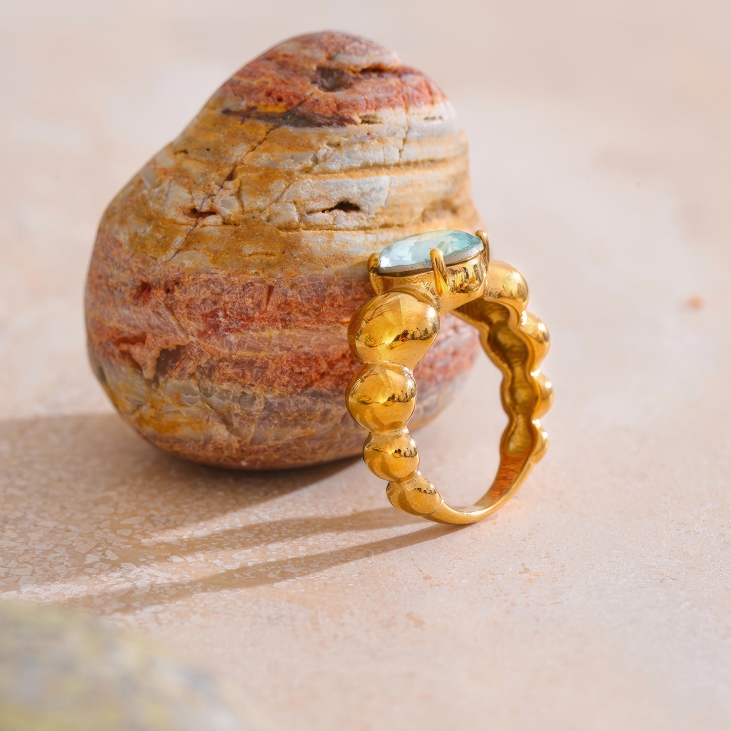 AZURE Solitaire Ring - Gold - Back View - Ohh Glam