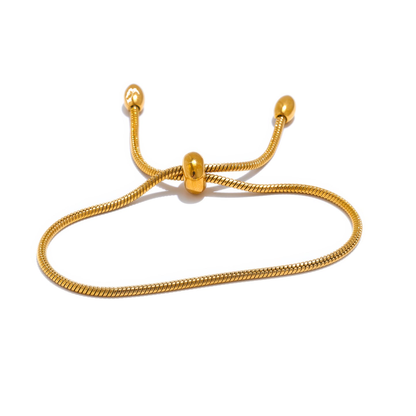 LUMINA Adjustable Snake Chain Bracelet - Gold - Front View - Ohh Glam