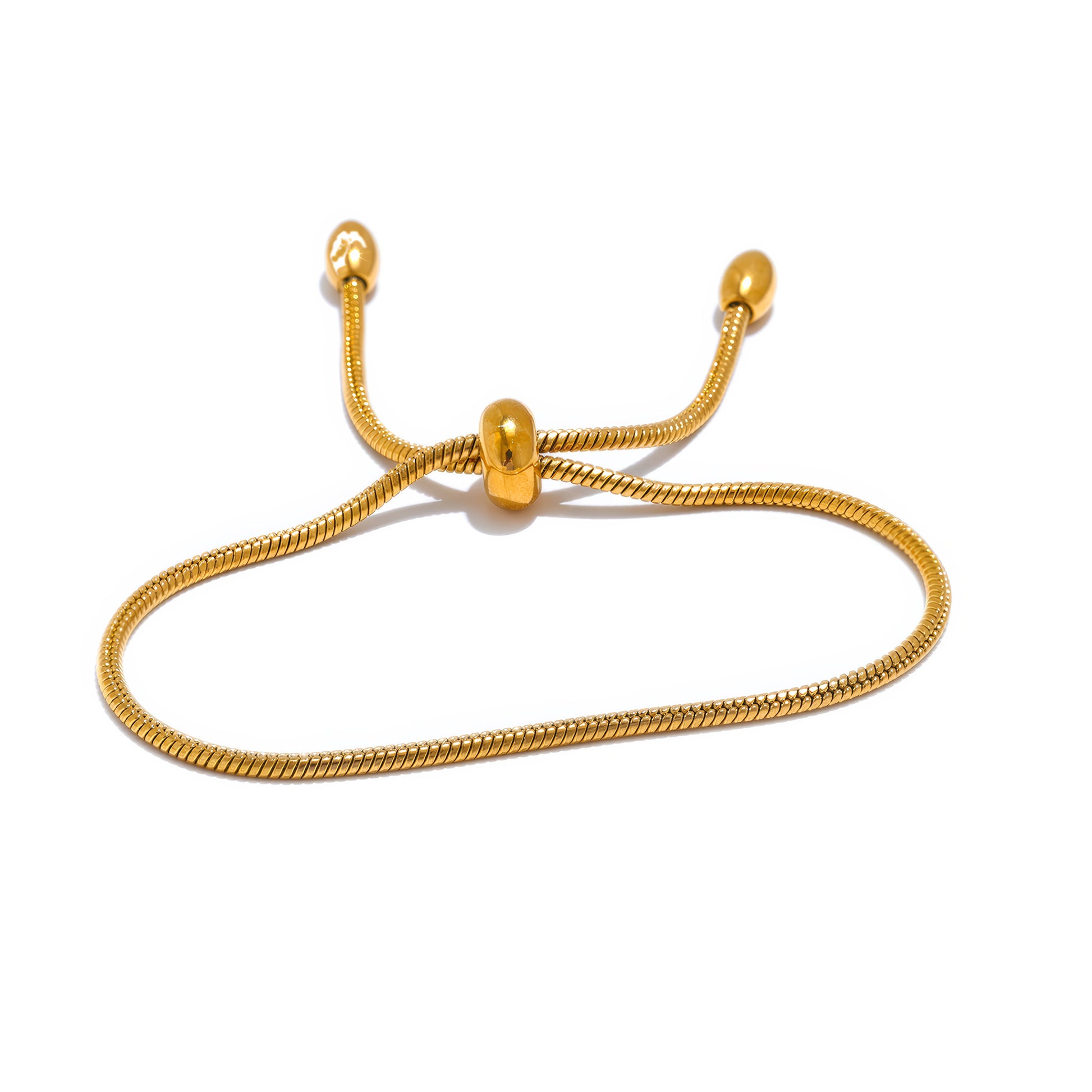 LUMINA Adjustable Snake Chain Bracelet - Gold - Front View - Ohh Glam