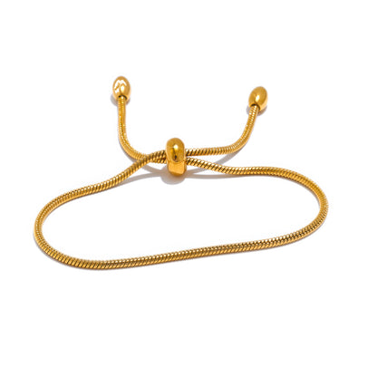 LUMINA Adjustable Snake Chain Bracelet - Gold - Front View - Ohh Glam