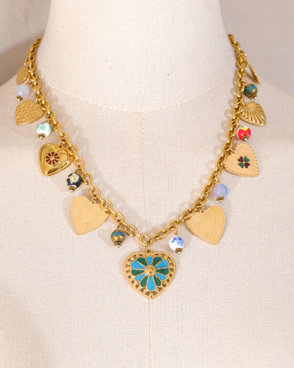 Amora Charm Necklace - Gold - Side View - Ohh Glam