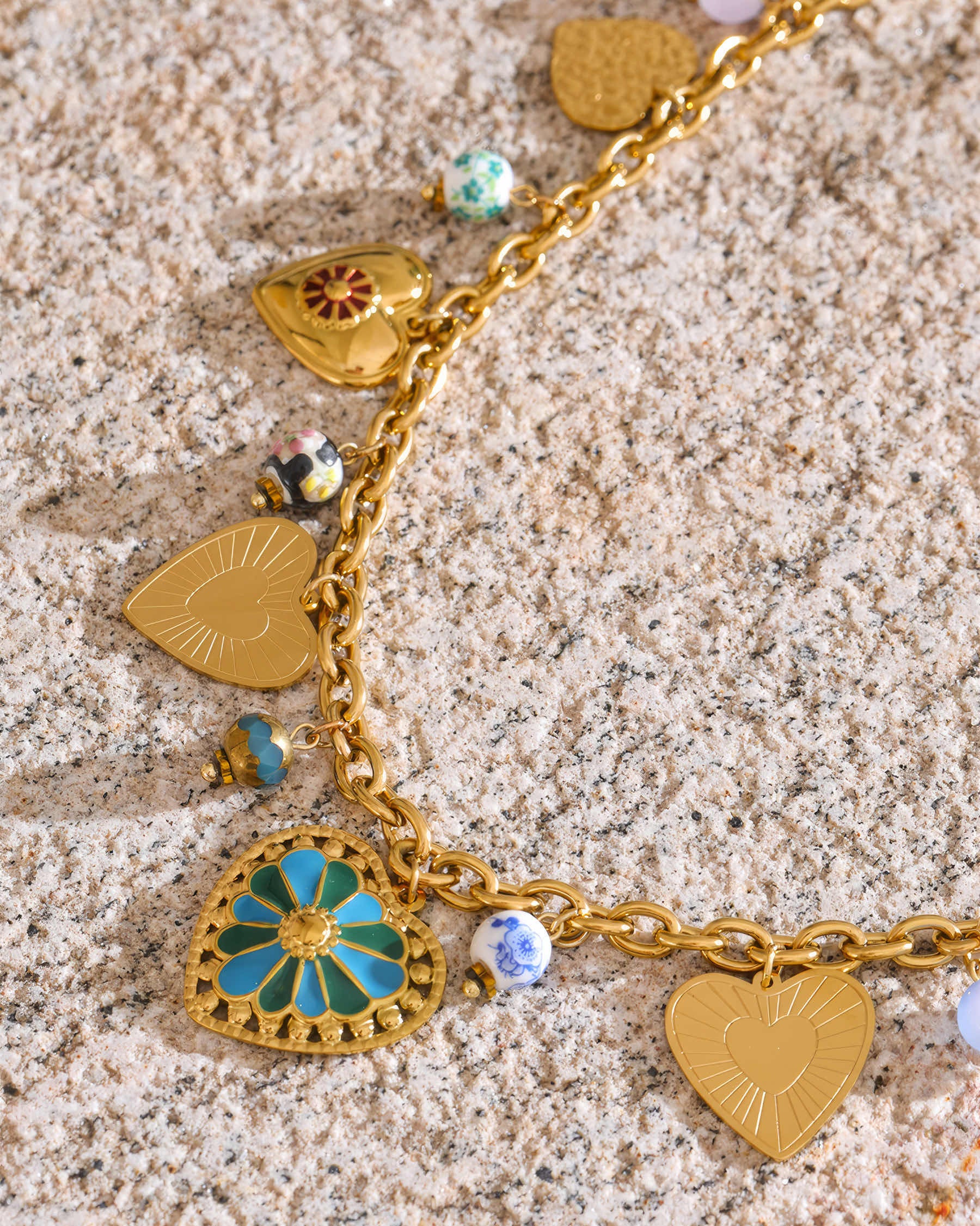 Amora Charm Necklace - Gold - Back View - Ohh Glam