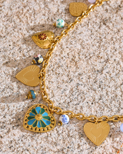 Amora Charm Necklace - Gold - Back View - Ohh Glam