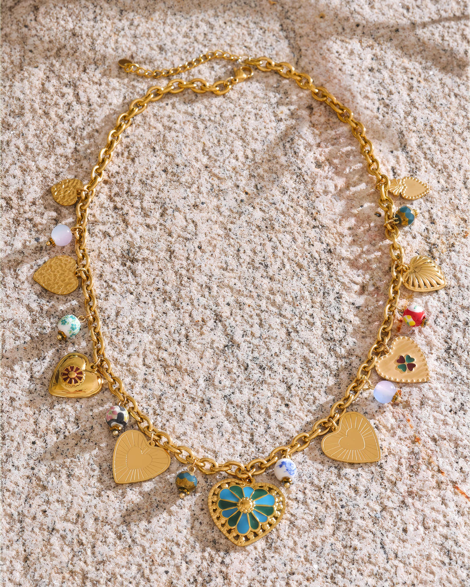 Amora Charm Necklace - Gold - Detail View - Ohh Glam