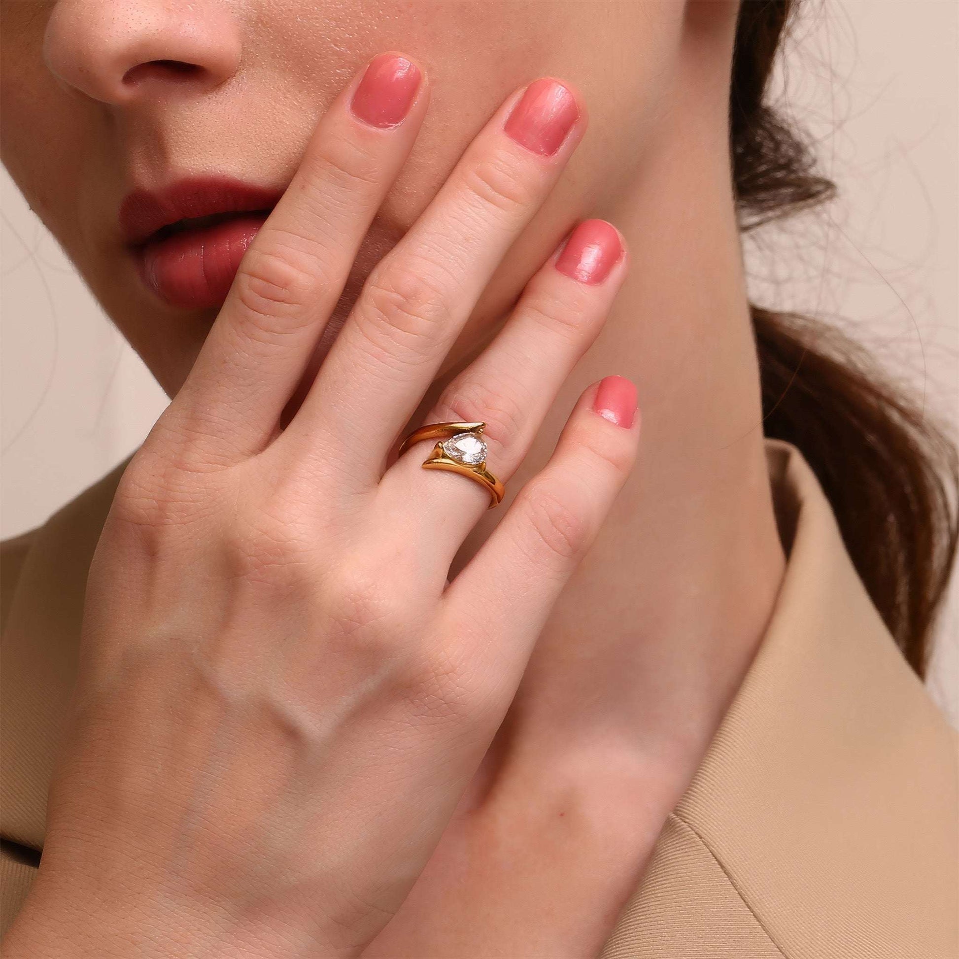 Angel Wing Ring - Gold - Detail View - Ohh Glam